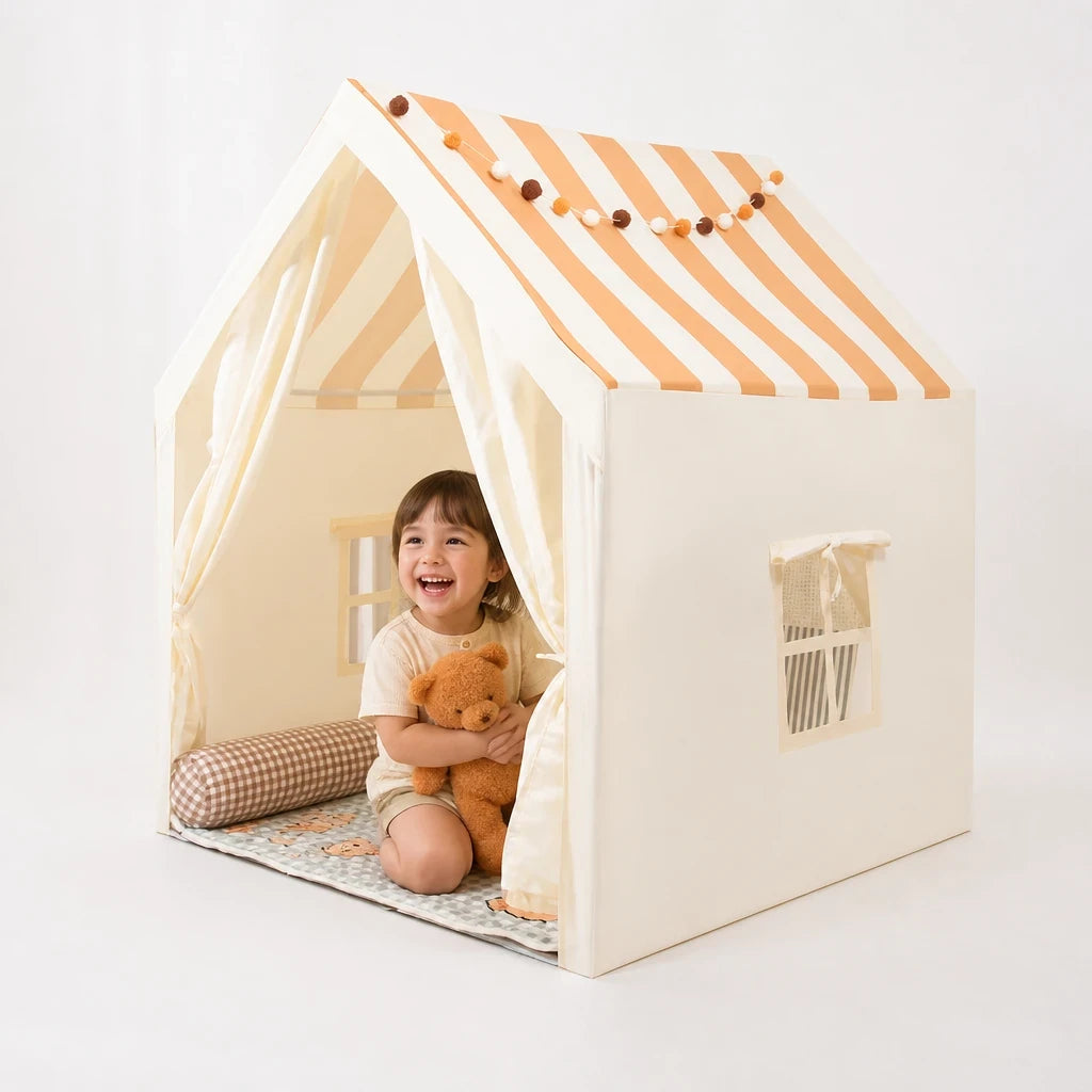 Cabana infantil dobrável grande lúdica e segura, confortável para brincar em casa e no quintal