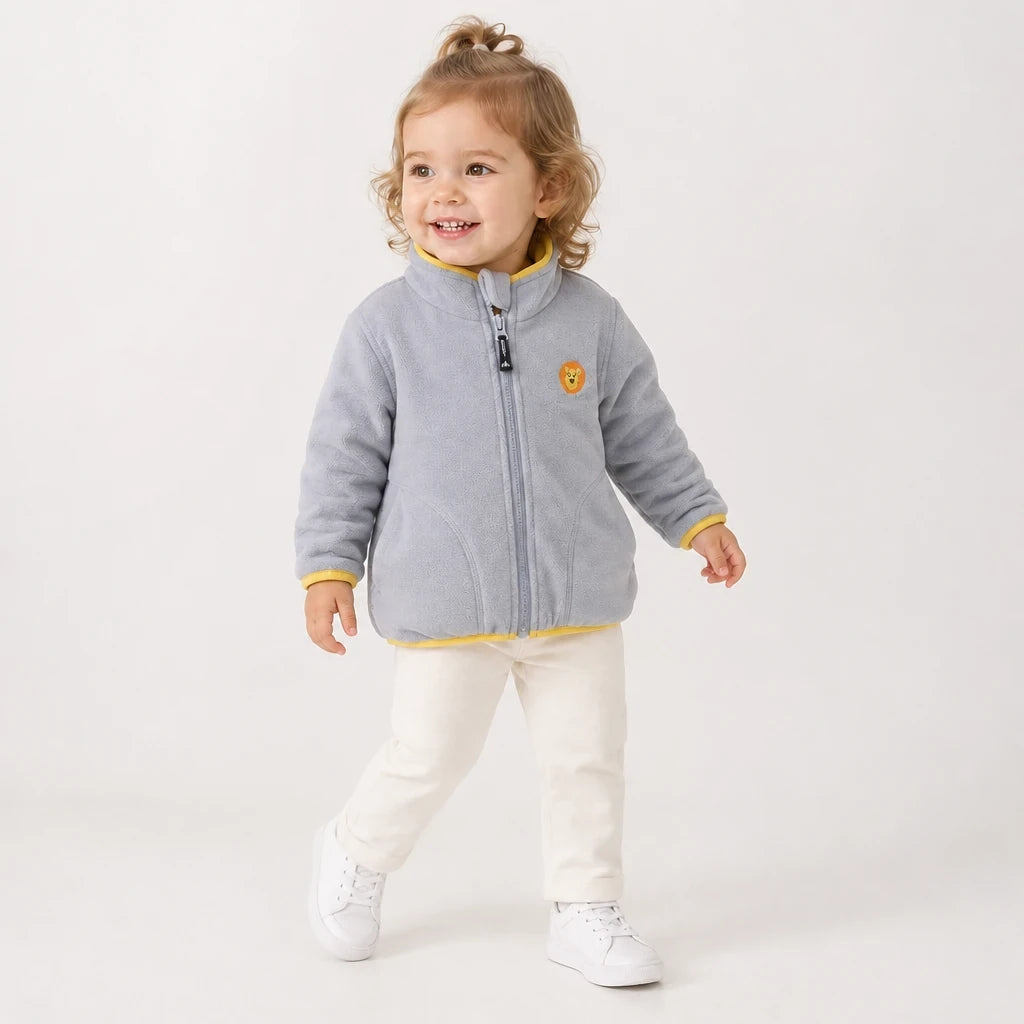 Conjunto de moletom infantil com casaco de lã polar macia e capuz, conforto e aquecimento para dias frios