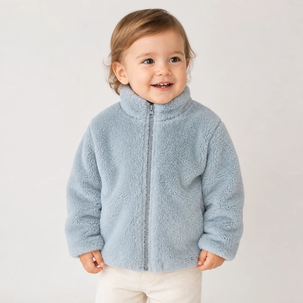 Conjunto de moletom infantil com casaco pelúcia macia e zíper prático, conforto e estilo para crianças