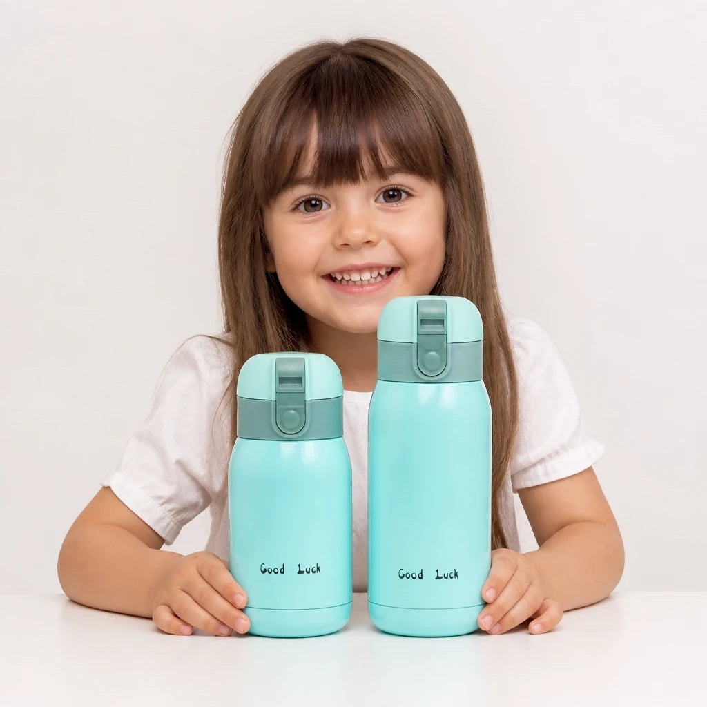 Copo térmico infantil inox azul, seguro e durável, estilo portátil que cabe no organizador de brinquedos