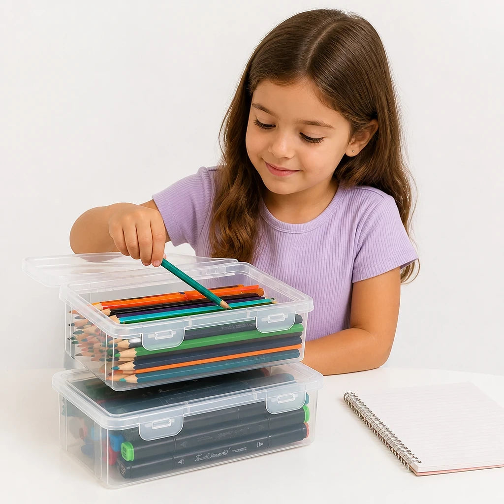 Organizador de brinquedos transparente de grande capacidade para material escolar prático e seguro para pais e avós