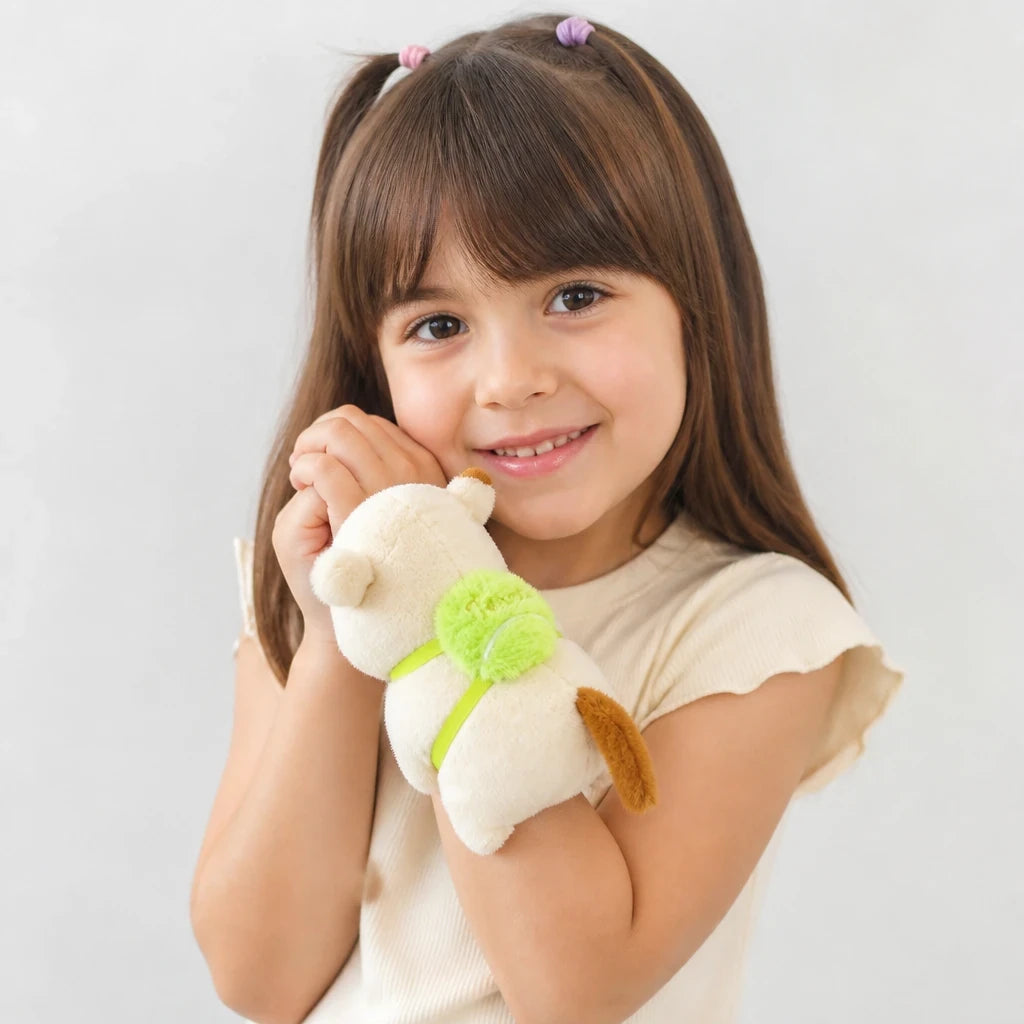 Pelúcia Infantil capivara enrolável no pulso, macia e segura para colo, conforto e estilo para crianças