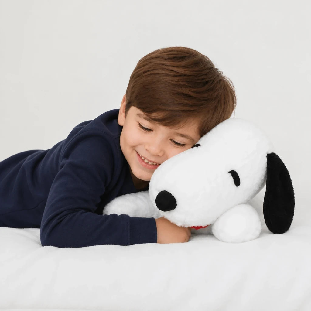 Travesseiro pelúcia Snoopy macio para cabana infantil, conforto seguro e aconchego para seu filho