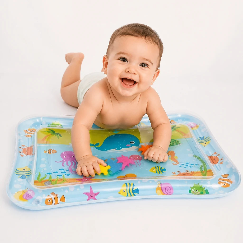 Tapete infantil inflável de água, confortável e seguro para bebê brincar e estimular coordenação