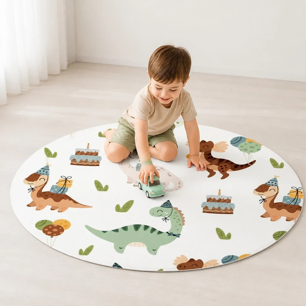 Tapete infantil antiderrapante de dinossauro macio para quarto, conforto e segurança nas brincadeiras