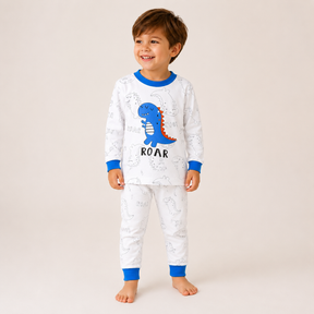 Pijama Infantil Algodão Macio com Dinossauro Fofo para Noites Tranquilas