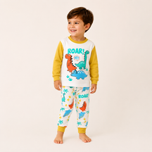 Pijama Infantil Algodão Macio com Dinossauro Fofo para Noites Tranquilas