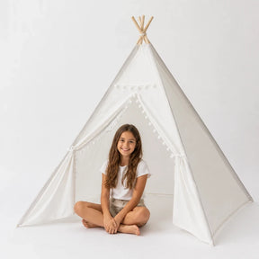 Cabana infantil dobrável e portátil branca, aconchegante para brincar em casa e estimular a imaginação