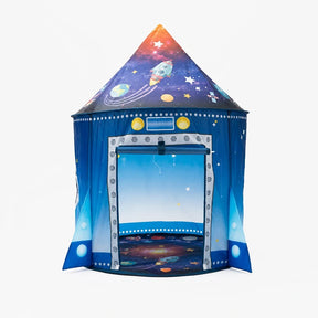 Cabana infantil foguete com amplo espaço interno, confortável e fácil de limpar ideal para brincadeiras em casa
