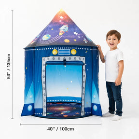 Cabana infantil foguete com amplo espaço interno, confortável e fácil de limpar ideal para pais e crianças