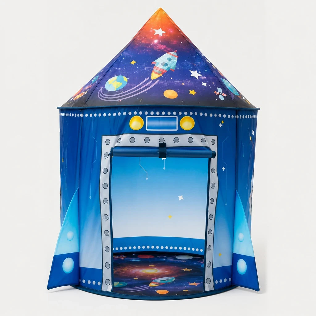 Cabana infantil foguete com amplo espaço interno confortável e fácil de limpar ideal para brincar em casa