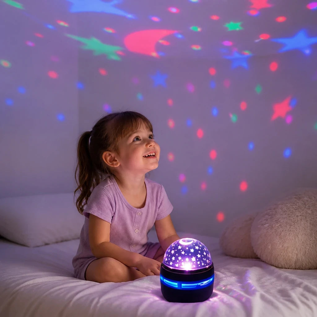 Cabana infantil com projetor LED céu estrelado USB para luz noturna e sono tranquilo
