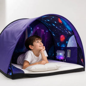 Cabana infantil com show de luzes para cama dobrável, confortável e segura para hora do sono e brincadeira