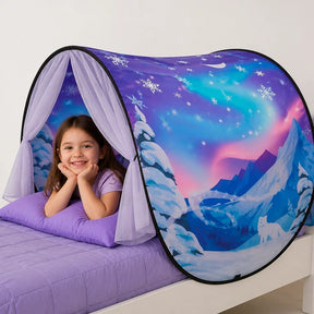 Cabana infantil tenda de sonho com luzes para cama, aconchegante, segura e estilosa para horas de brincadeira