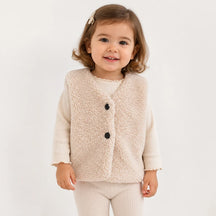 Conjunto de moletom infantil com colete de pelúcia quentinho, macio e confortável, seguro para o dia a dia