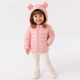 Conjunto de moletom infantil com casaco acolchoado e capuz orelhinha zíper fácil e conforto para o inverno