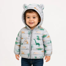 Casaco acolchoado com capuz e zíper fácil, aquecimento e conforto no inverno estilo conjunto de moletom infantil