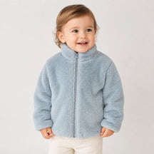 Conjunto de moletom infantil com casaco pelúcia macia e zíper prático, conforto e estilo para crianças