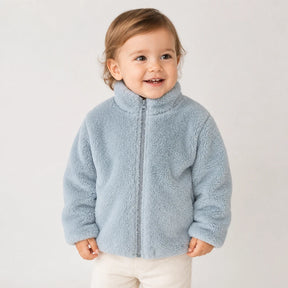 Conjunto de moletom infantil com casaco pelúcia macia e zíper prático, conforto e estilo para crianças