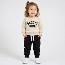 Conjunto de moletom infantil com estampa de letras e cintura elástica, confortável e seguro no outono