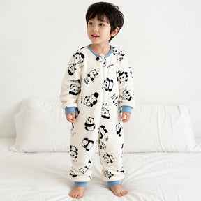 Conjunto de moletom infantil em flanela com estampa panda, quentinho, confortável e seguro para dormir