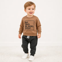 Conjunto de moletom infantil em algodão macio manga longa, confortável e estiloso para brincadeiras de outono