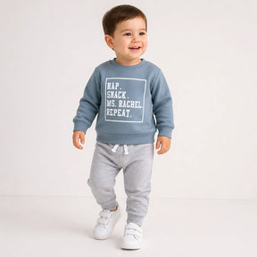 Conjunto de moletom infantil em algodão macio manga longa, confortável e resistente para o outono