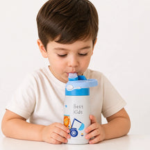 Garrafa térmica infantil 400ml em inox com canudo pato fofo, segura e prática para levar e guardar no organizador
