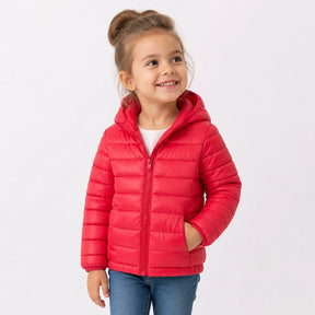 Jaqueta infantil acolchoada com capuz, conforto e proteção para o inverno em conjunto de moletom infantil