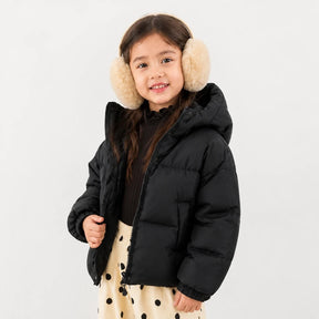 Jaqueta infantil acolchoada com capuz, quentinha e confortável para crianças, estilo conjunto de moletom infantil