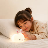 Luminária infantil coelho de silicone macio recarregável USB, luz suave para noites seguras e aconchegantes