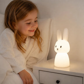 Luminaria infantil coelho de silicone macio com sensor de toque para sono tranquilo e seguro