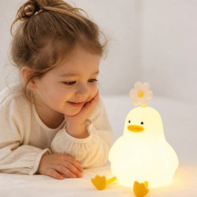 Luminária infantil em silicone em forma de pato, luz suave para noites seguras e aconchegantes no quarto das crianças