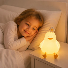 Luminária infantil pato de silicone macio, luz noturna segura e aconchegante para noites tranquilas