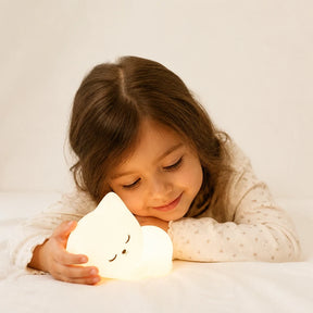 Luminária infantil gato de silicone macio USB, luz suave para sono tranquilo e quarto aconchegante para pais e avós