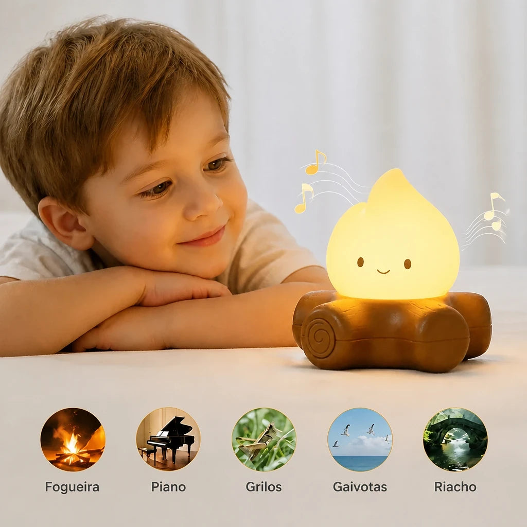 Luminária infantil luz noturna recarregável com ruído branco para sono tranquilo, segura e aconchegante