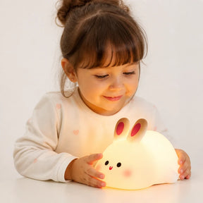 Luminária infantil de silicone macio recarregável USB coelho iluminação suave para quarto aconchegante segura e fofa