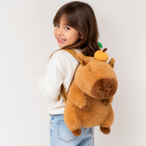 Mochila capivara de pelúcia macia que abraça a criança, confortável, segura, durável e estilosa para o dia a dia