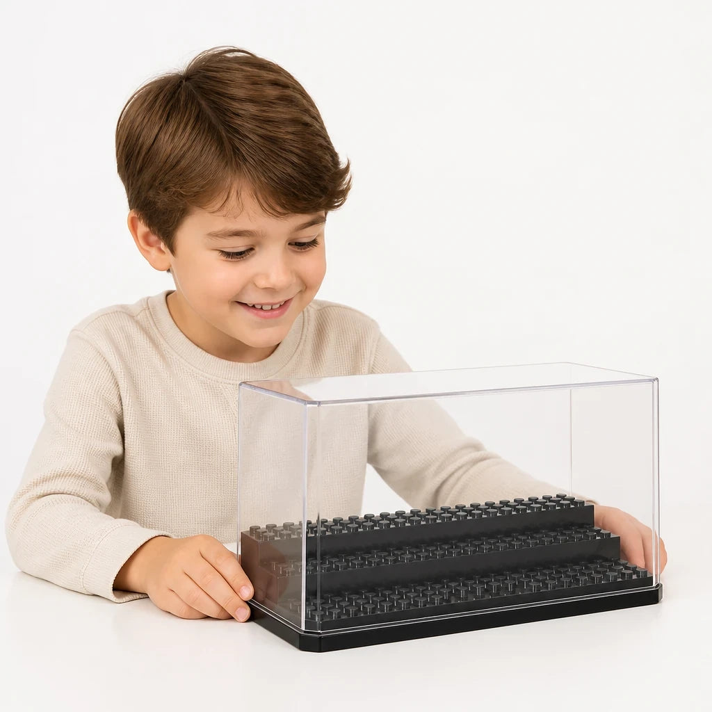 Organizador de brinquedos acrílico transparente para minifigures, empilhável, seguro e durável para crianças