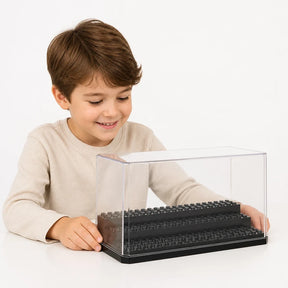 Organizador de brinquedos acrílico transparente para minifigures, empilhável, seguro e durável para crianças