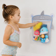 Organizador de brinquedos de banho em malha com ventosas, mantém brinquedos secos e banho mais seguro para crianças