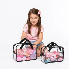 Organizador de brinquedos transparente com zíper PVC impermeável, prático e seguro para guardar acessórios infantis