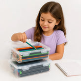 Organizador de brinquedos transparente de grande capacidade para material escolar prático e seguro para pais e avós