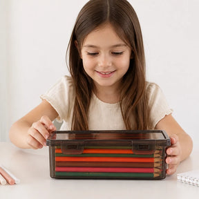 Organizador de brinquedos transparente grande capacidade para material escolar, prático e seguro para a criança