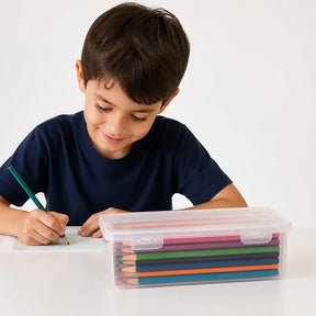 Organizador de brinquedos transparente grande capacidade para material escolar, prático e seguro para pais e avós