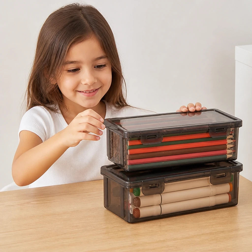 Organizador de brinquedos transparente grande capacidade para material escolar, seguro e durável para pais e avós