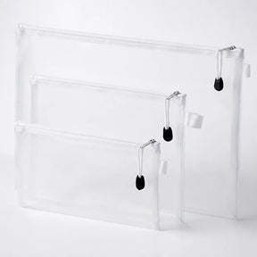 Organizador de brinquedos transparente com zíper, prático e durável, ideal para pais e avós guardarem quebra-cabeças