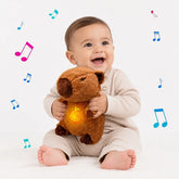 pelucia capivara macia com luz e música, companheiro de sono seguro e aconchegante para bebê