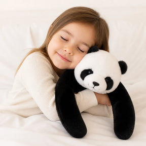 Pelúcia Infantil Panda com braços longos e toque macio, ponderada para sono aconchegante, conforto seguro para crianças