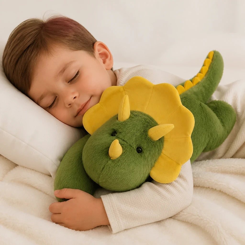 Pelúcia infantil dinossauro ponderada com braços longos, toque macio para sono aconchegante, ideal para mães e avós